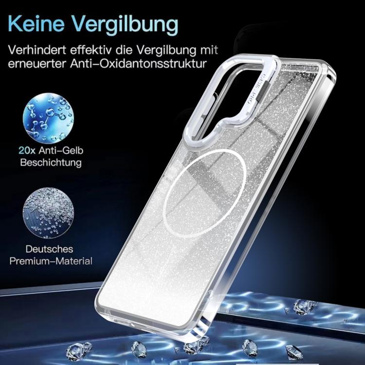 For Samsung Galaxy S25 / S24 5G Glitter Gradient Magnetic Lens Frame Holder Phone Case