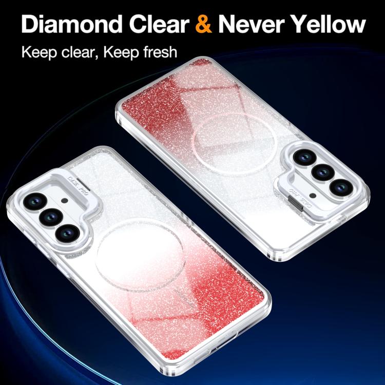 For Samsung Galaxy S25 / S24 5G Glitter Gradient Magnetic Lens Frame Holder Phone Case