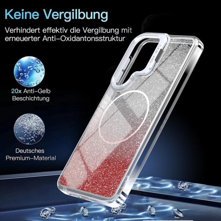 For Samsung Galaxy S25 / S24 5G Glitter Gradient Magnetic Lens Frame Holder Phone Case