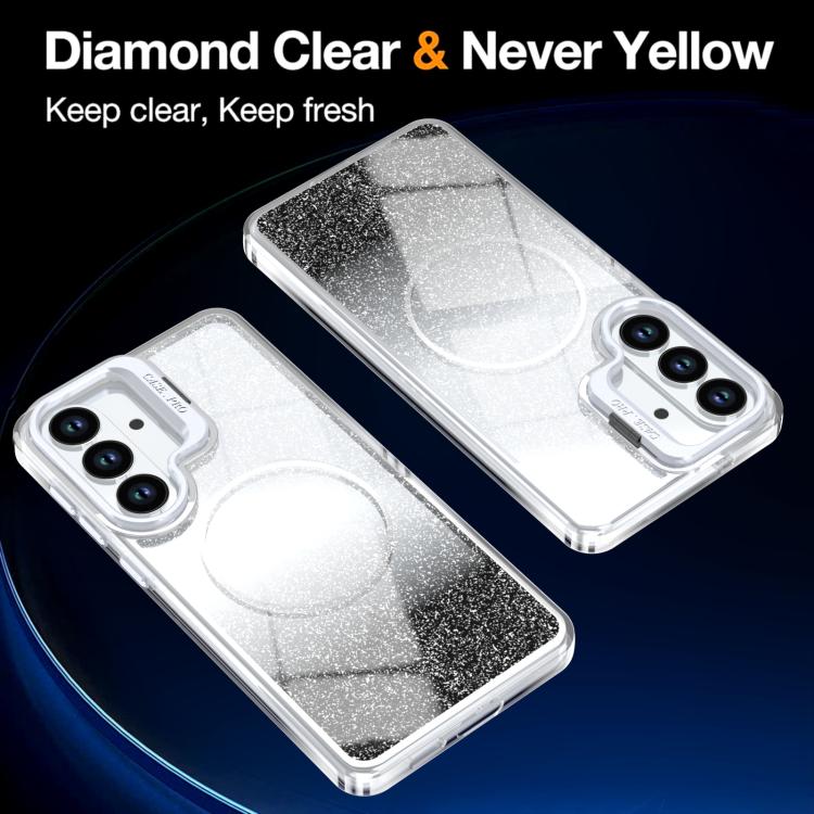 For Samsung Galaxy S25 / S24 5G Glitter Gradient Magnetic Lens Frame Holder Phone Case