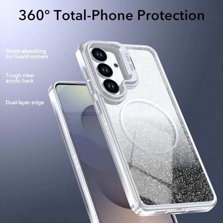 For Samsung Galaxy S25 / S24 5G Glitter Gradient Magnetic Lens Frame Holder Phone Case