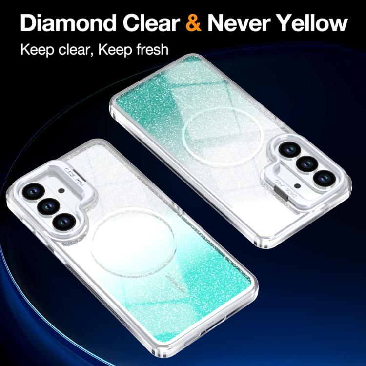 For Samsung Galaxy S25 / S24 5G Glitter Gradient Magnetic Lens Frame Holder Phone Case