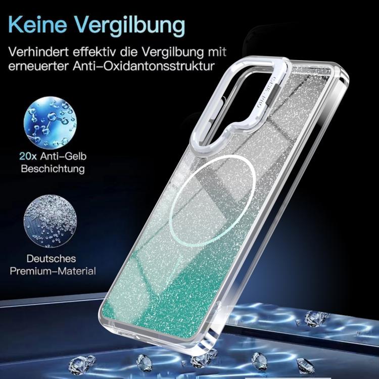 For Samsung Galaxy S25 / S24 5G Glitter Gradient Magnetic Lens Frame Holder Phone Case