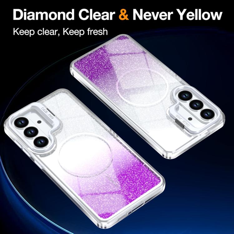 For Samsung Galaxy S25 / S24 5G Glitter Gradient Magnetic Lens Frame Holder Phone Case