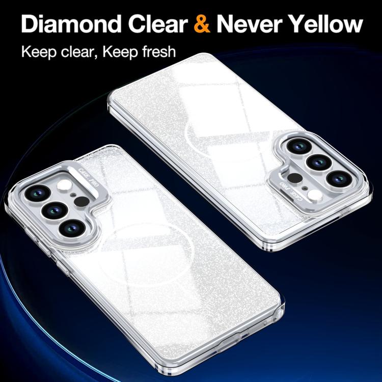 For Samsung Galaxy S24 Ultra 5G Glitter Gradient Magnetic Lens Frame Holder Phone Case
