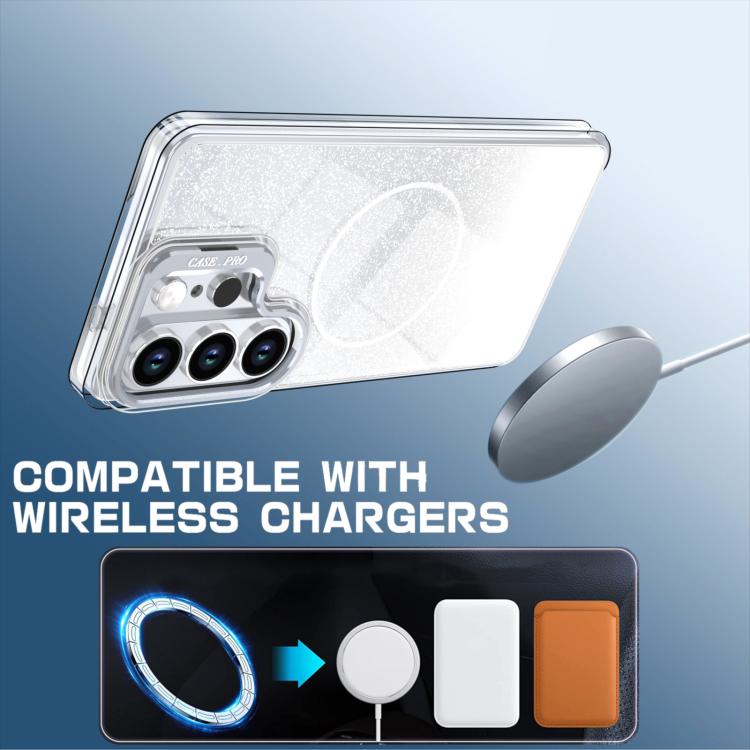 For Samsung Galaxy S24 Ultra 5G Glitter Gradient Magnetic Lens Frame Holder Phone Case