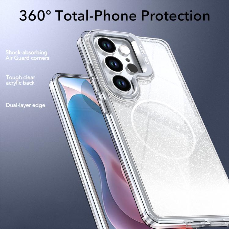 For Samsung Galaxy S24 Ultra 5G Glitter Gradient Magnetic Lens Frame Holder Phone Case
