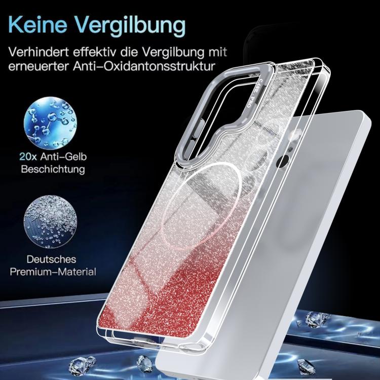 For Samsung Galaxy S24 Ultra 5G Glitter Gradient Magnetic Lens Frame Holder Phone Case