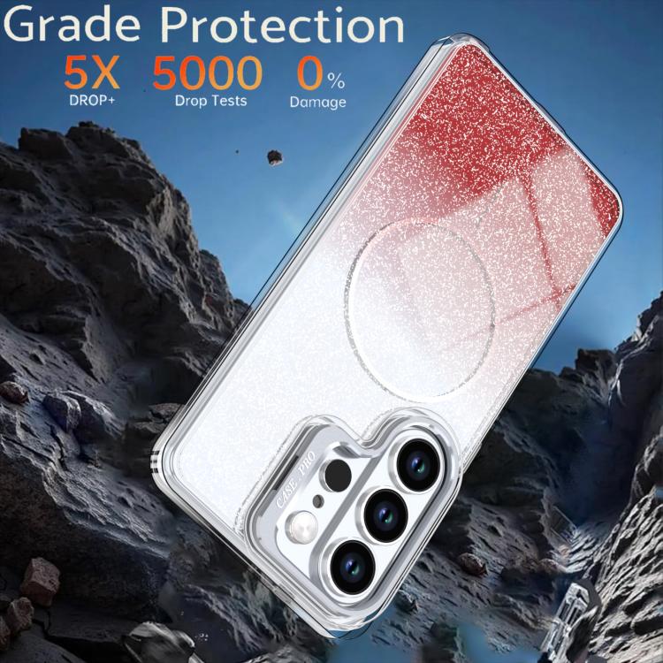 For Samsung Galaxy S24 Ultra 5G Glitter Gradient Magnetic Lens Frame Holder Phone Case