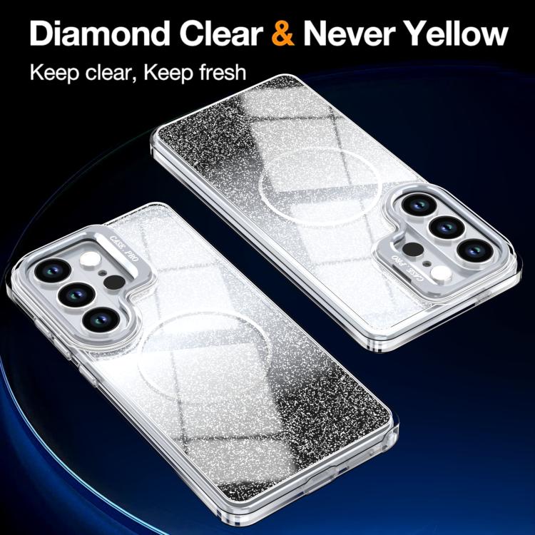 For Samsung Galaxy S24 Ultra 5G Glitter Gradient Magnetic Lens Frame Holder Phone Case