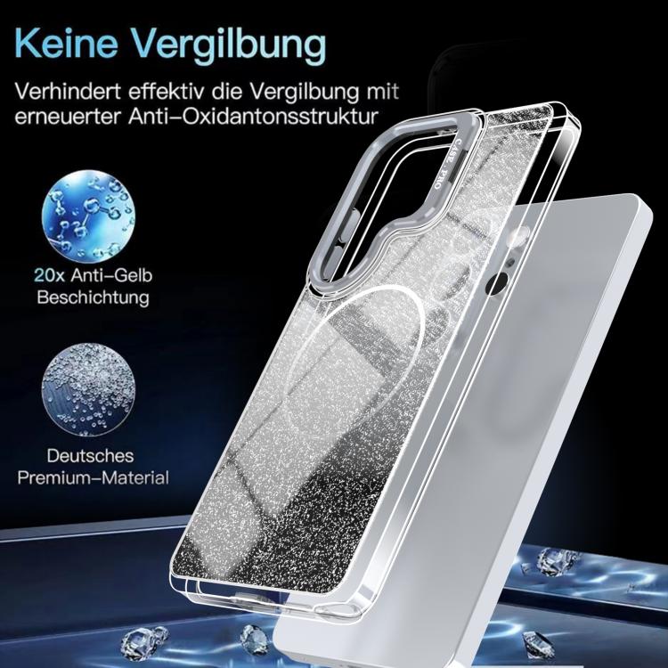 For Samsung Galaxy S24 Ultra 5G Glitter Gradient Magnetic Lens Frame Holder Phone Case