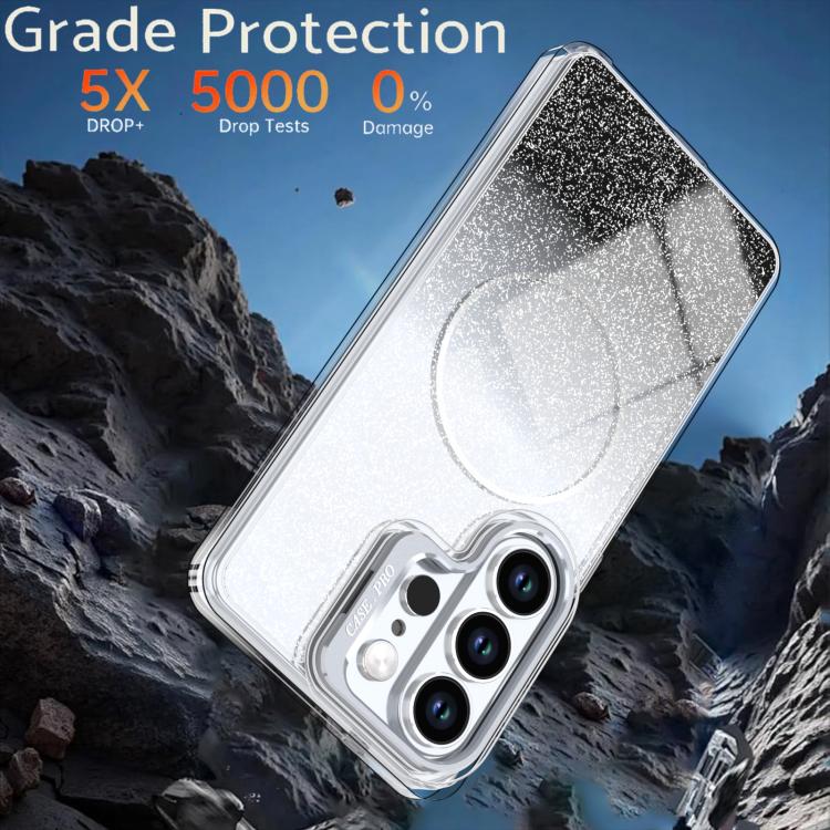 For Samsung Galaxy S24 Ultra 5G Glitter Gradient Magnetic Lens Frame Holder Phone Case