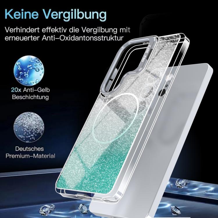 For Samsung Galaxy S24 Ultra 5G Glitter Gradient Magnetic Lens Frame Holder Phone Case