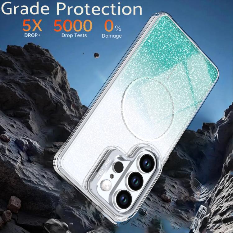 For Samsung Galaxy S24 Ultra 5G Glitter Gradient Magnetic Lens Frame Holder Phone Case