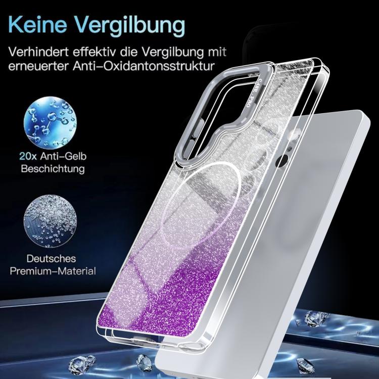 For Samsung Galaxy S24 Ultra 5G Glitter Gradient Magnetic Lens Frame Holder Phone Case