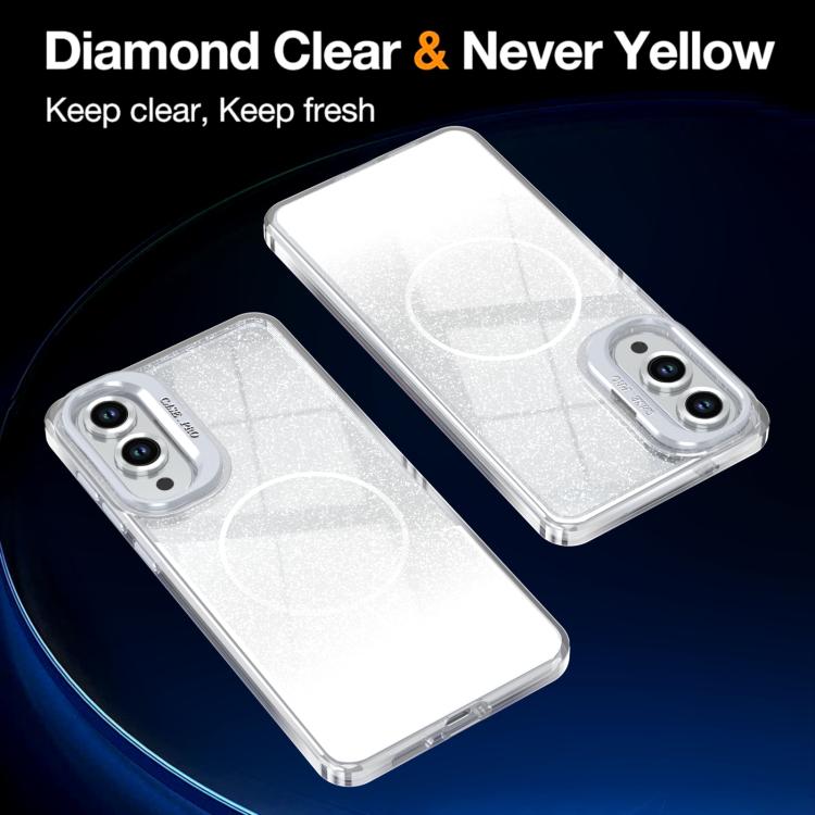For Samsung Galaxy S25 Edge 5G Glitter Gradient Magnetic Lens Frame Holder Phone Case