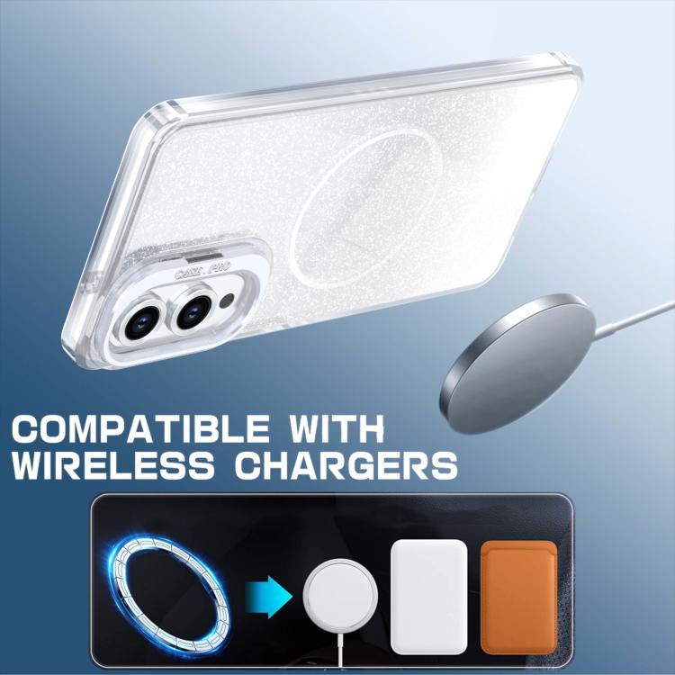 For Samsung Galaxy S25 Edge 5G Glitter Gradient Magnetic Lens Frame Holder Phone Case