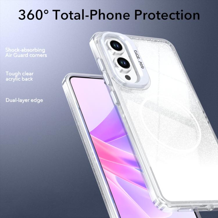 For Samsung Galaxy S25 Edge 5G Glitter Gradient Magnetic Lens Frame Holder Phone Case