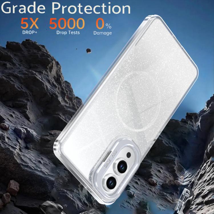 For Samsung Galaxy S25 Edge 5G Glitter Gradient Magnetic Lens Frame Holder Phone Case