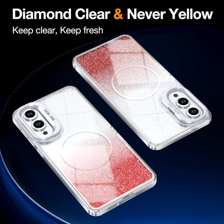 For Samsung Galaxy S25 Edge 5G Glitter Gradient Magnetic Lens Frame Holder Phone Case