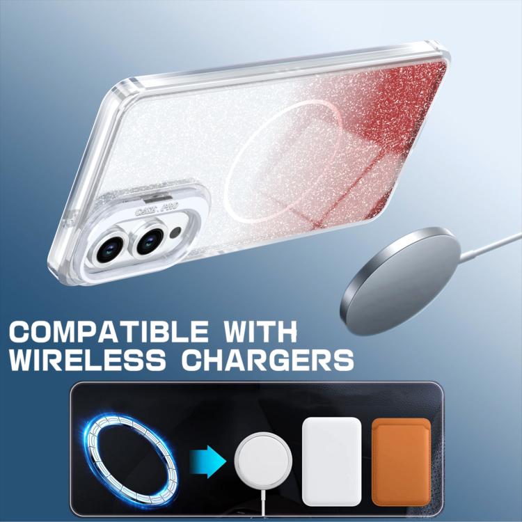 For Samsung Galaxy S25 Edge 5G Glitter Gradient Magnetic Lens Frame Holder Phone Case