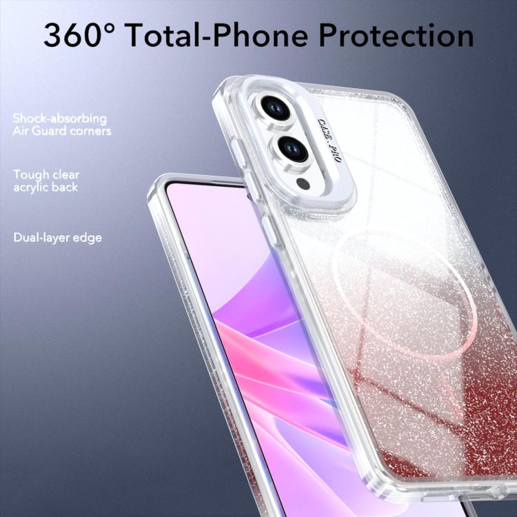 For Samsung Galaxy S25 Edge 5G Glitter Gradient Magnetic Lens Frame Holder Phone Case