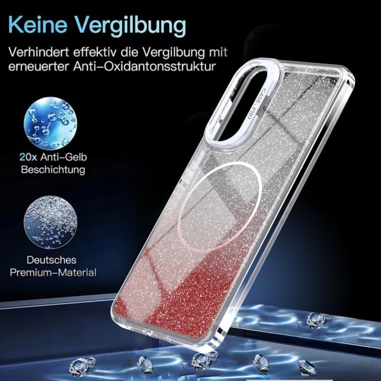 For Samsung Galaxy S25 Edge 5G Glitter Gradient Magnetic Lens Frame Holder Phone Case