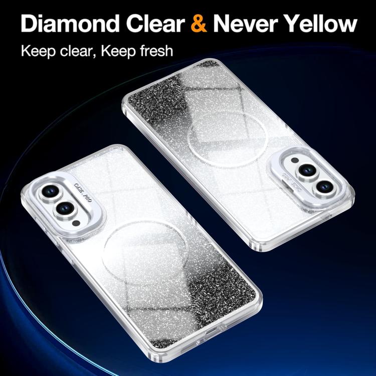 For Samsung Galaxy S25 Edge 5G Glitter Gradient Magnetic Lens Frame Holder Phone Case
