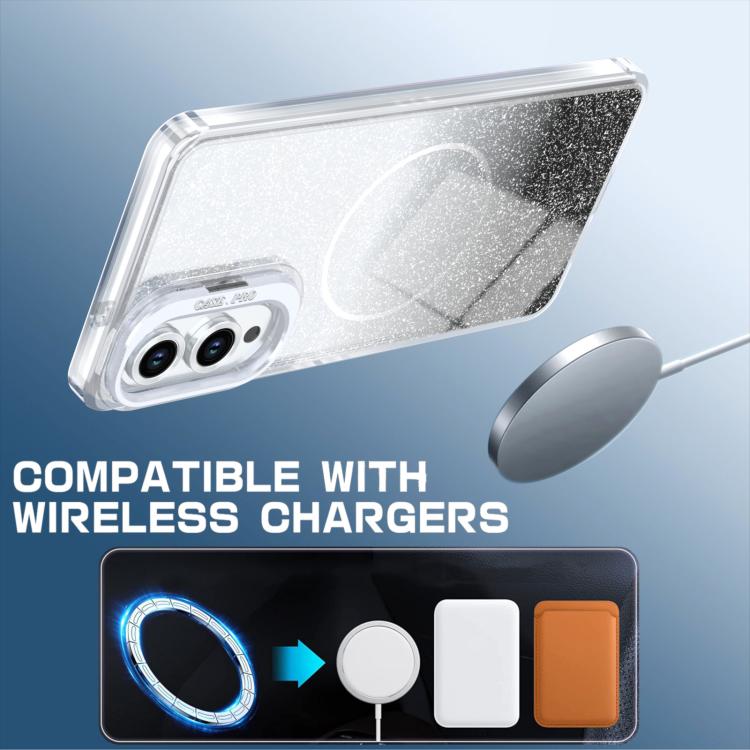 For Samsung Galaxy S25 Edge 5G Glitter Gradient Magnetic Lens Frame Holder Phone Case