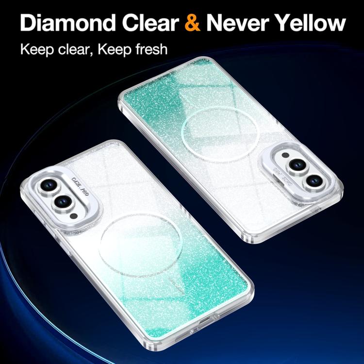 For Samsung Galaxy S25 Edge 5G Glitter Gradient Magnetic Lens Frame Holder Phone Case