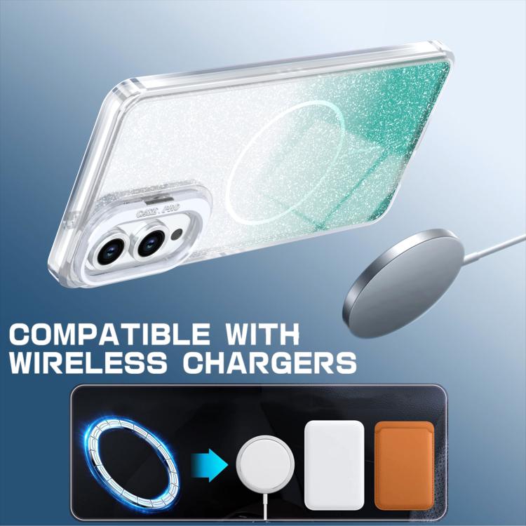 For Samsung Galaxy S25 Edge 5G Glitter Gradient Magnetic Lens Frame Holder Phone Case