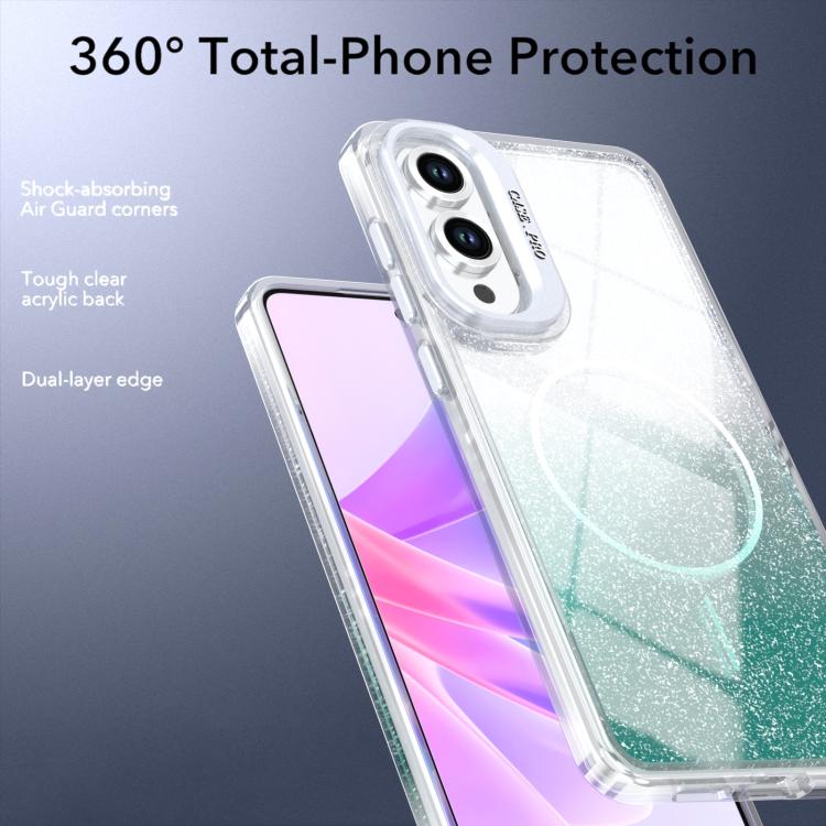 For Samsung Galaxy S25 Edge 5G Glitter Gradient Magnetic Lens Frame Holder Phone Case