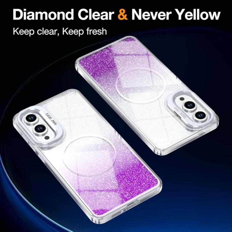 For Samsung Galaxy S25 Edge 5G Glitter Gradient Magnetic Lens Frame Holder Phone Case