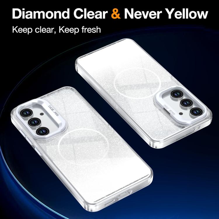 For Samsung Galaxy S24 FE 5G Glitter Gradient Magnetic Lens Frame Holder Phone Case