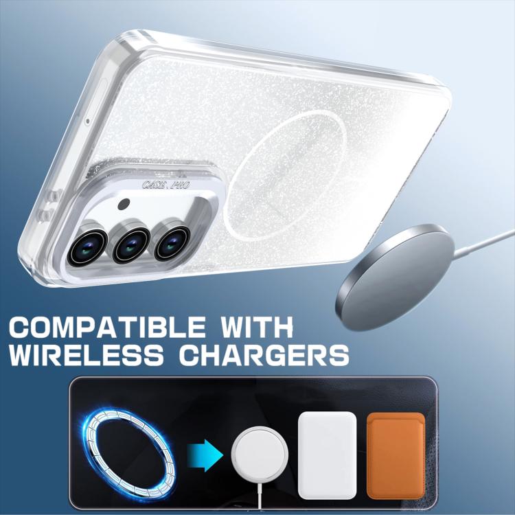 For Samsung Galaxy S24 FE 5G Glitter Gradient Magnetic Lens Frame Holder Phone Case