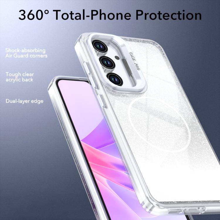 For Samsung Galaxy S24 FE 5G Glitter Gradient Magnetic Lens Frame Holder Phone Case