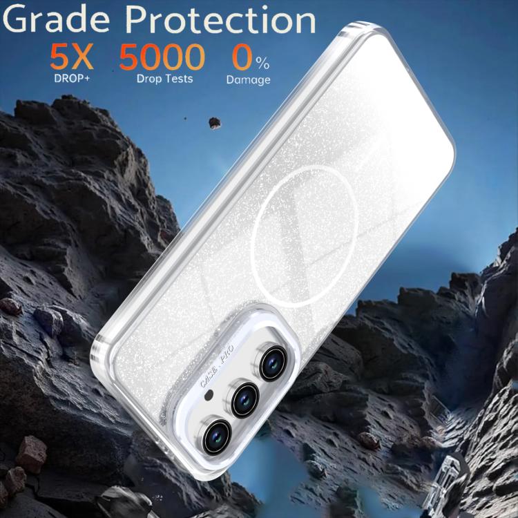 For Samsung Galaxy S24 FE 5G Glitter Gradient Magnetic Lens Frame Holder Phone Case
