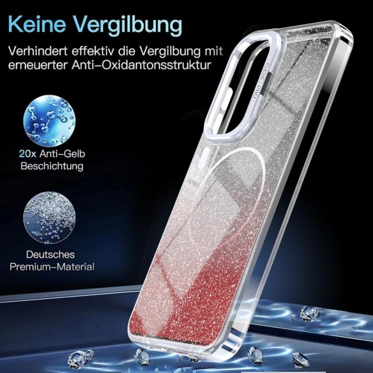 For Samsung Galaxy S24 FE 5G Glitter Gradient Magnetic Lens Frame Holder Phone Case