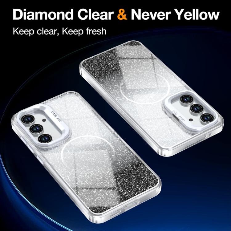 For Samsung Galaxy S24 FE 5G Glitter Gradient Magnetic Lens Frame Holder Phone Case