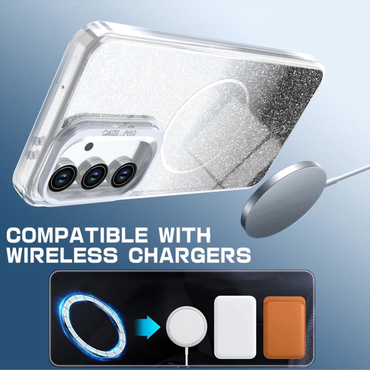 For Samsung Galaxy S24 FE 5G Glitter Gradient Magnetic Lens Frame Holder Phone Case
