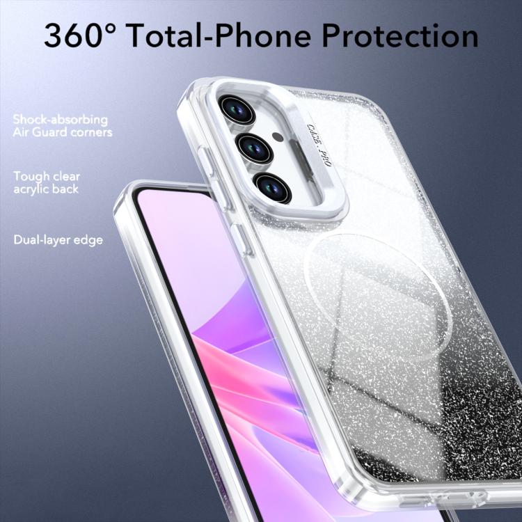 For Samsung Galaxy S24 FE 5G Glitter Gradient Magnetic Lens Frame Holder Phone Case