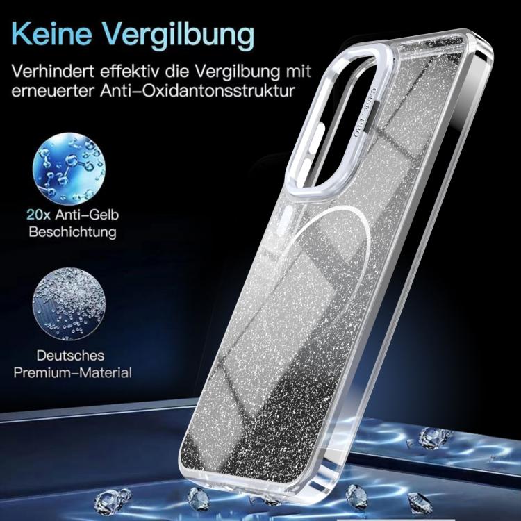 For Samsung Galaxy S24 FE 5G Glitter Gradient Magnetic Lens Frame Holder Phone Case