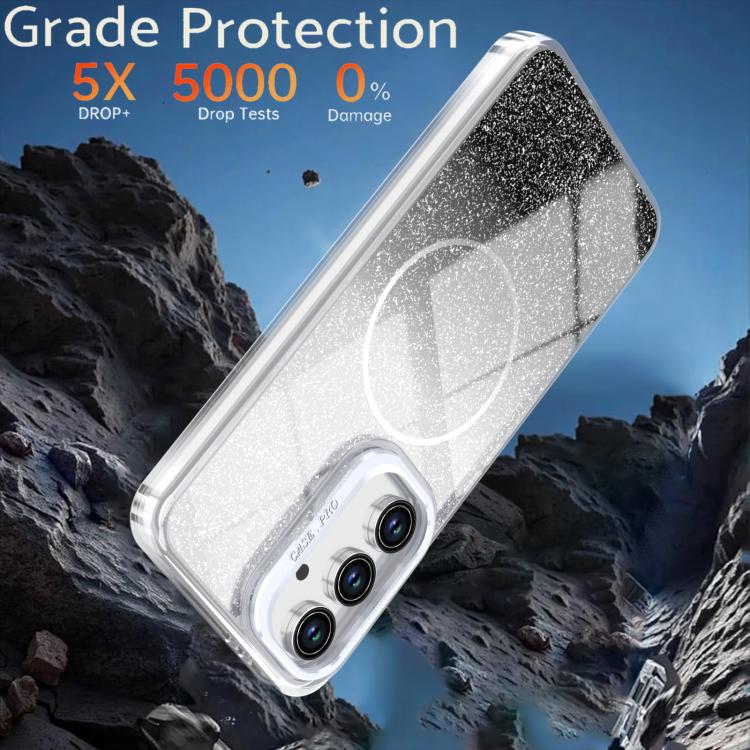 For Samsung Galaxy S24 FE 5G Glitter Gradient Magnetic Lens Frame Holder Phone Case