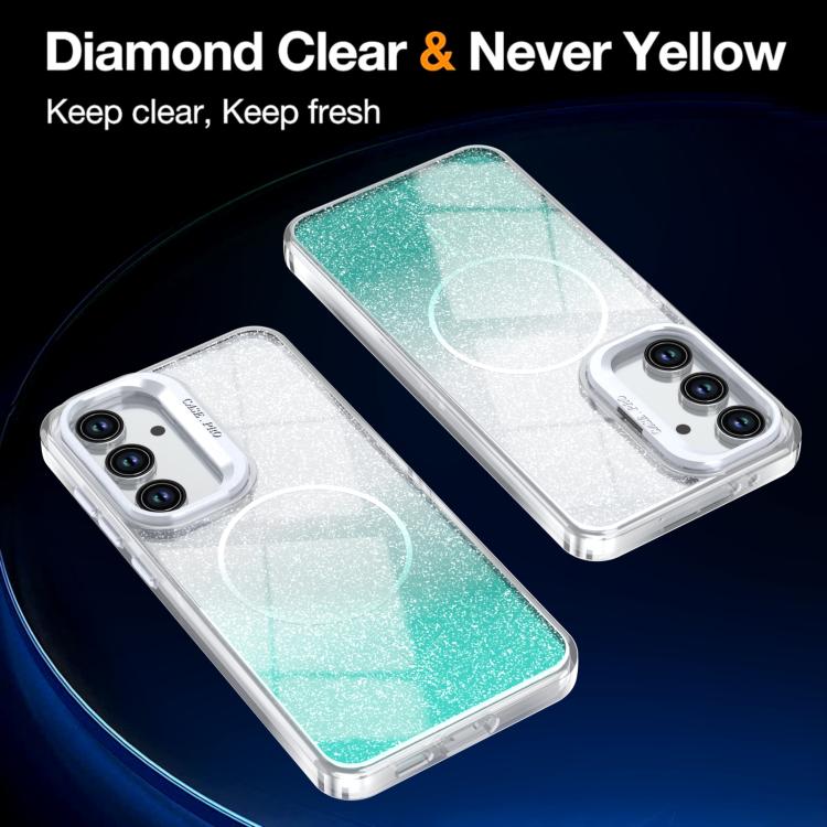 For Samsung Galaxy S24 FE 5G Glitter Gradient Magnetic Lens Frame Holder Phone Case