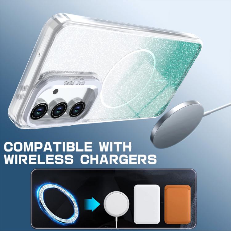 For Samsung Galaxy S24 FE 5G Glitter Gradient Magnetic Lens Frame Holder Phone Case