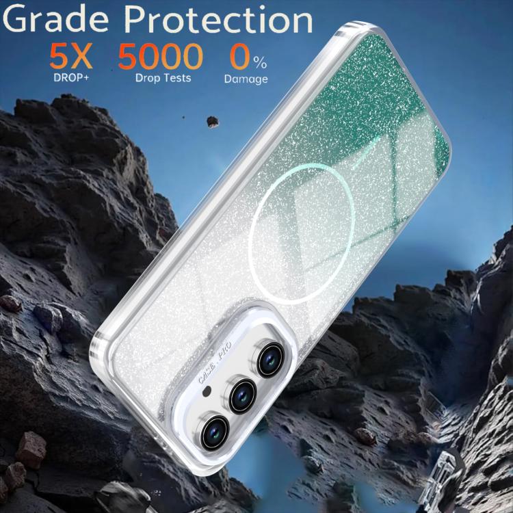 For Samsung Galaxy S24 FE 5G Glitter Gradient Magnetic Lens Frame Holder Phone Case