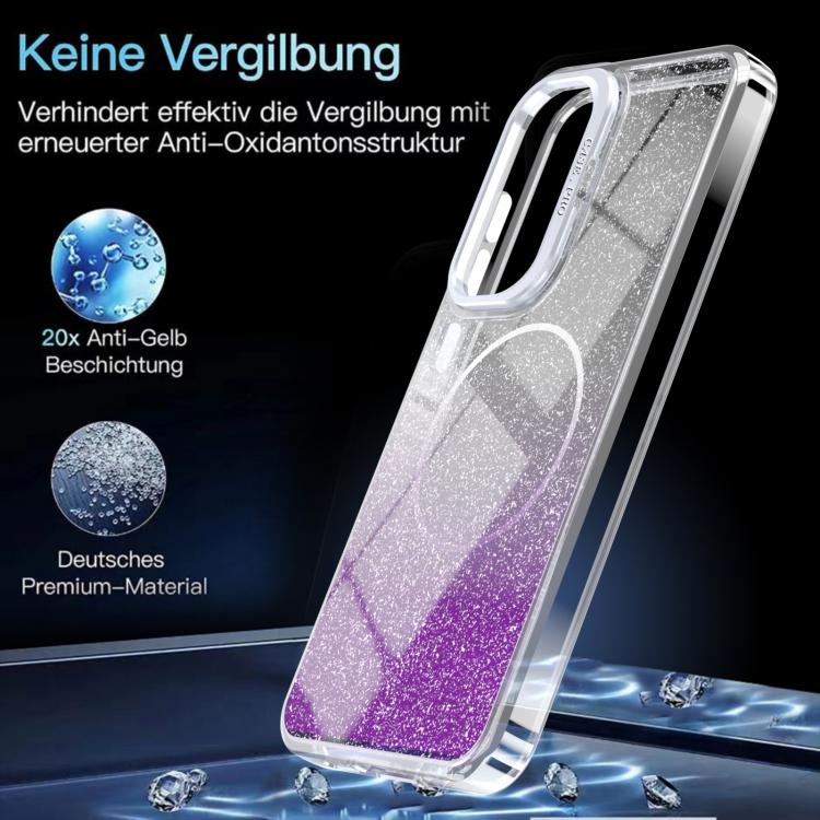 For Samsung Galaxy S24 FE 5G Glitter Gradient Magnetic Lens Frame Holder Phone Case