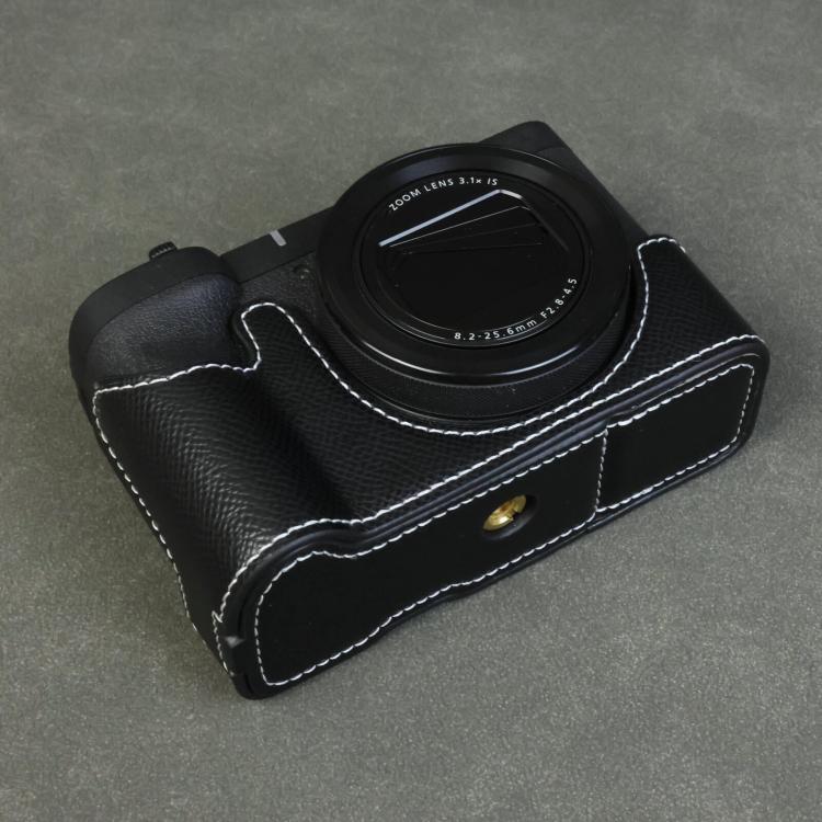 For Canon PowerShot V1 Palm Texture Vegan Leather Camera Half Case Base
