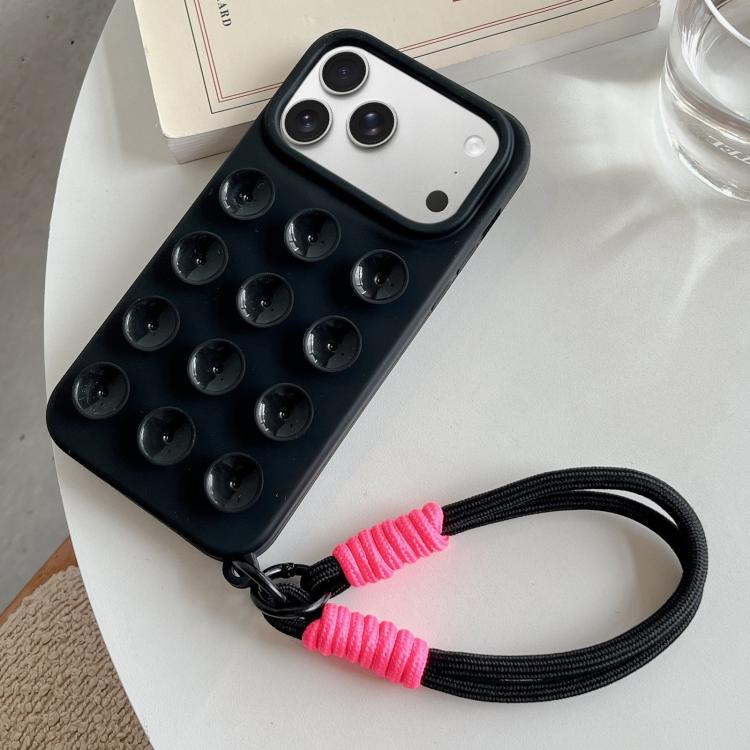 For iPhone 17 Pro Simple Suction Cup Silicone Phone Case with Lanyard