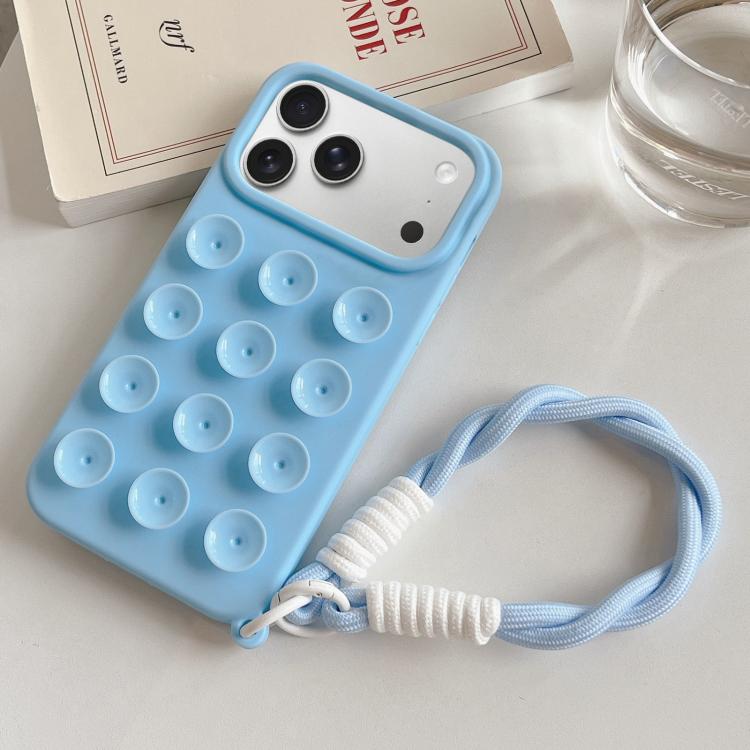 For iPhone 17 Pro Simple Suction Cup Silicone Phone Case with Lanyard